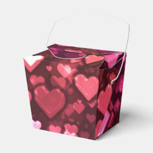 Vibrant Pink and Red Bokeh Hearts of Love Favour Box