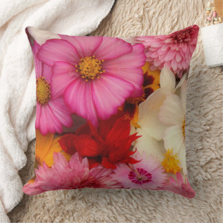 Vibrant Pink and Red Floral Throw Pillow