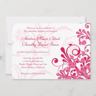 Vibrant Pink and White Floral Wedding Invitation