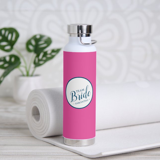 Vibrant Pink and White Personalised Water Bottle (Yoga)