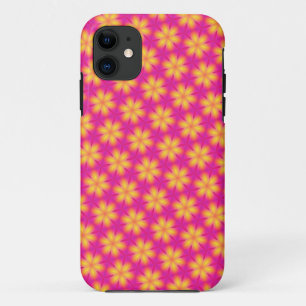 Vibrant Pink and Yellow Floral Abstract Pattern iPhone 11 Case