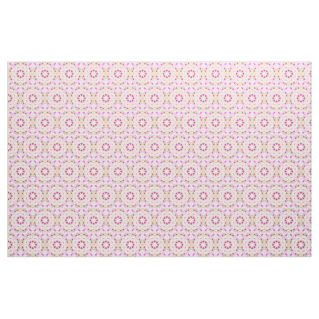 Vibrant Pink Autumn Brown Repeating Star Pattern Fabric (Yard)