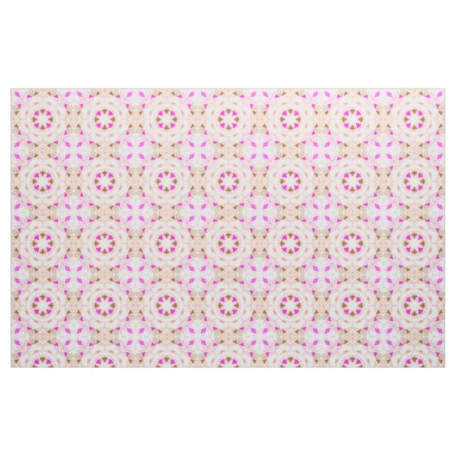 Vibrant Pink Autumn Brown Repeating Star Pattern Fabric (Fat Quarter)