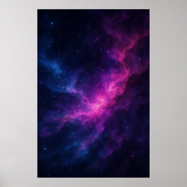 Vibrant Pink & Blue Galaxy Nebula – Deep Space Poster (Front)