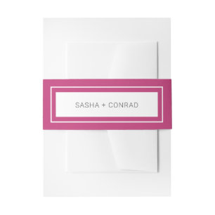 Vibrant Pink Bold Border Modern Wedding Invitation Belly Band