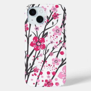 Vibrant Pink Cherry Blossom Branches Pattern Phone iPhone 15 Case