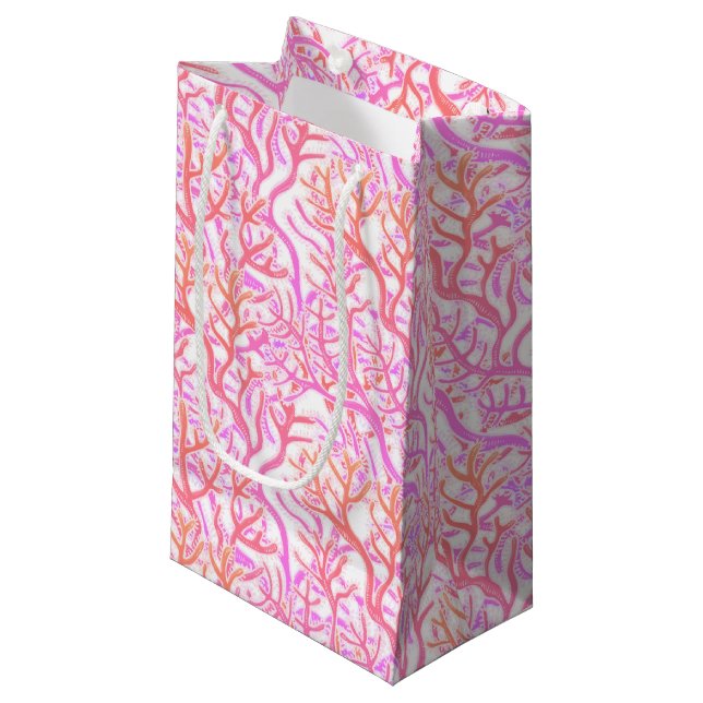 Vibrant Pink Coral Reef  Small Gift Bag (Front Angled)