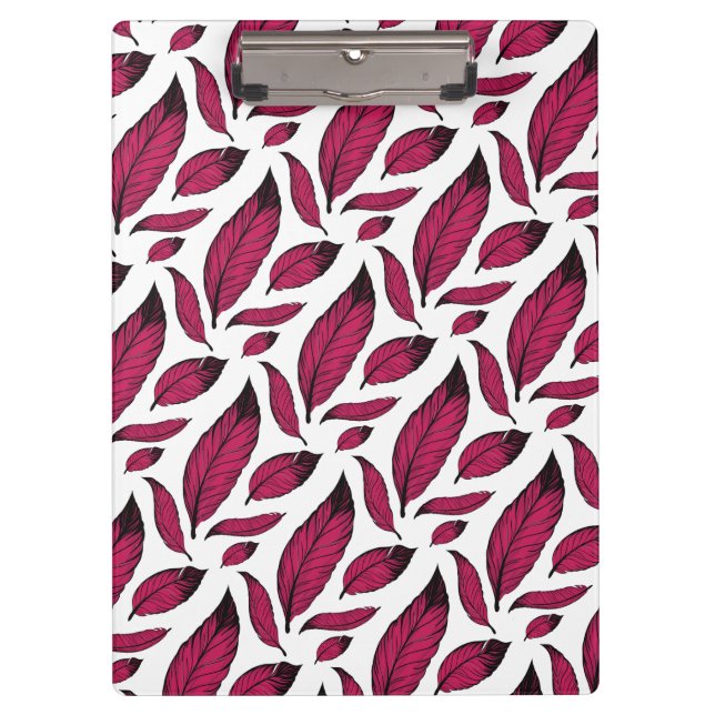 Vibrant Pink Feather Pattern Clipboard (Front)