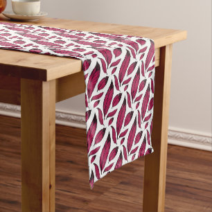 Vibrant Pink Feather Pattern Short Table Runner