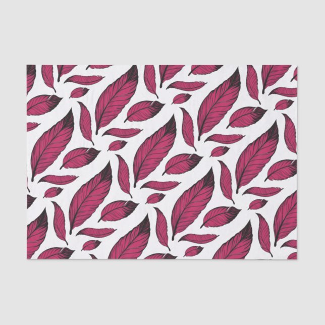 Vibrant Pink Feather Pattern Tissue Paper (Front)
