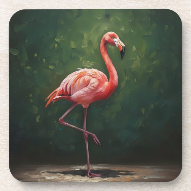 Vibrant Pink Flamingo Drink Coaster (Front)