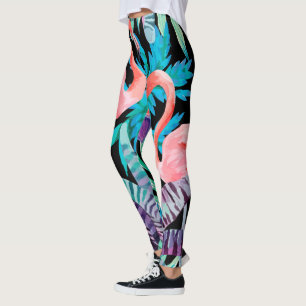 Vibrant, Pink Flamingo print leggings
