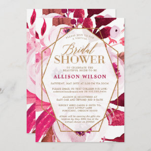 Vibrant Pink Floral Bridal Shower Invitation