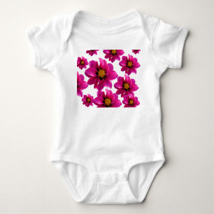 Vibrant Pink Floral Pattern Baby Bodysuit