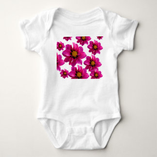 Vibrant Pink Floral Pattern Baby Bodysuit