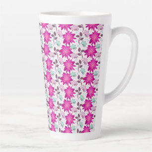 Vibrant Pink Floral Pattern Bold Modern Flowers Latte Mug