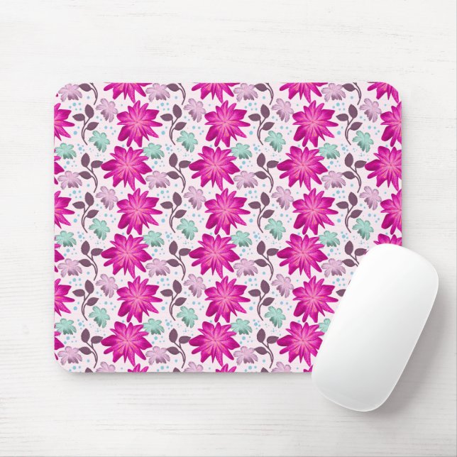 Vibrant Pink Floral Pattern | Bold Modern Flowers  Mouse Pad (With Mouse)