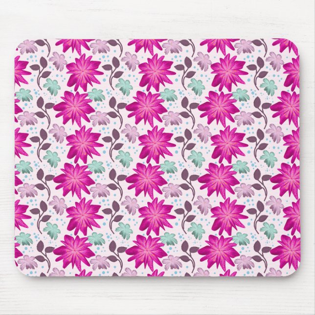 Vibrant Pink Floral Pattern | Bold Modern Flowers  Mouse Pad (Front)