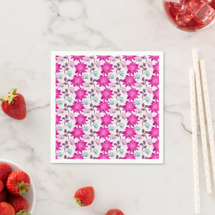 Vibrant Pink Floral Pattern Bold Modern Flowers Napkin