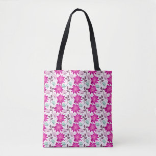 Vibrant Pink Floral Pattern Bold Modern Flowers Tote Bag