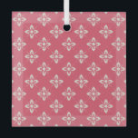 Vibrant Pink Floral Pattern with Geometric Flowers Glass Tree Decoration<br><div class="desc">A seamless floral pattern with white geometric flowers on a vibrant pink background. The floral motifs are interconnected,  creating a symmetrical and lively design.</div>