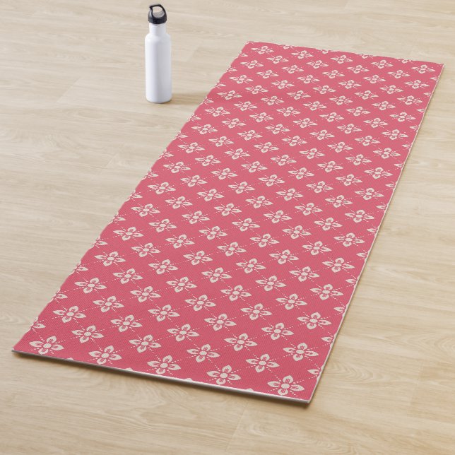 Vibrant Pink Floral Pattern with Geometric Flowers Yoga Mat (In Situ)