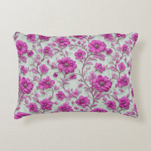 Vibrant Pink Floral Pattern With Magenta Flowers Decorative Cushion