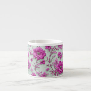 Vibrant Pink Floral Pattern With Magenta Flowers Espresso Cup