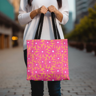 Vibrant Pink Floral Travel Beach Tote Bag