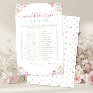 VIbrant Pink Floral Would the bride rather Game