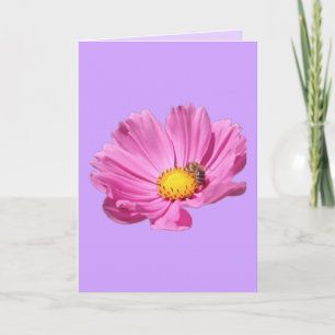 Vibrant Pink Flower With A Bee On A Summer Day Cut Card