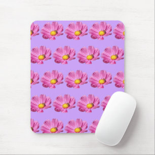 Vibrant Pink Flower With A Bee On A Summer Day Cut Mouse Pad