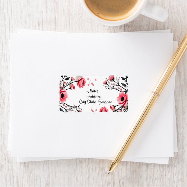 Vibrant Pink Flowers  Label (Beautiful Vibrant Pink Flowers 
Address Label!)