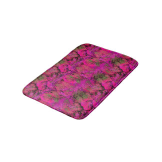 Vibrant Pink Foliage Pattern Bath Mat