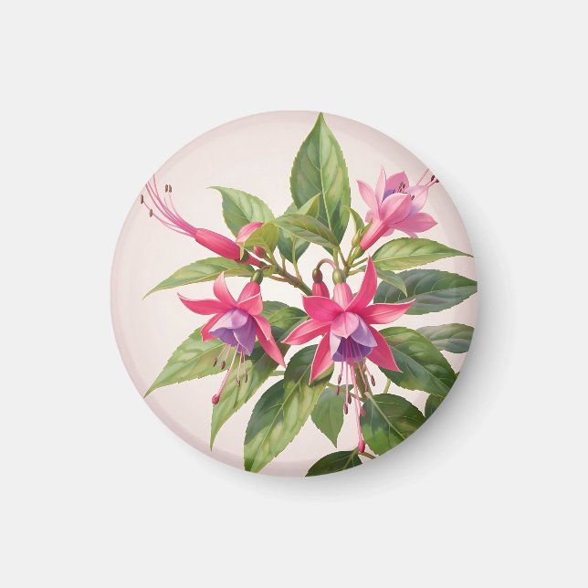Vibrant Pink Fuchsia Flower  Magnet (Front)