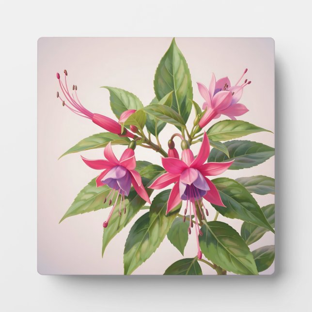 Vibrant Pink Fuchsia Flower  Plaque (Front)
