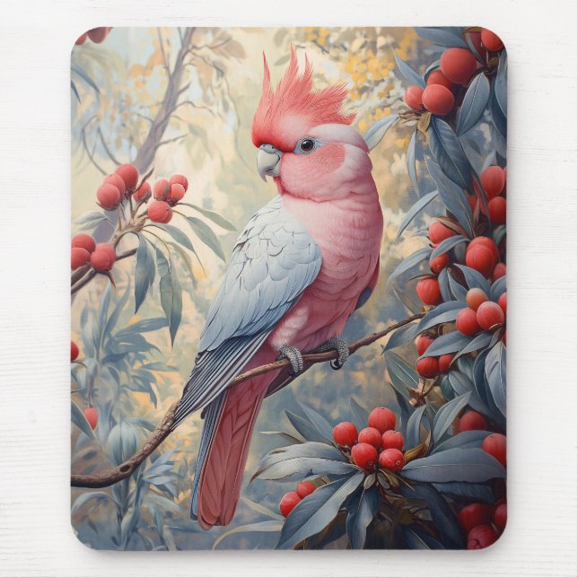 Vibrant Pink Galah Cockatoo Mouse Pad (Front)