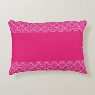 Vibrant Pink Geometric Floral Cross Patterns Decorative Cushion