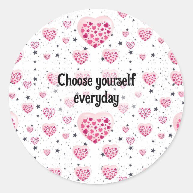 Vibrant Pink Glitter Hearts Design Classic Round Sticker (Front)