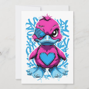 Vibrant Pink Graffiti Duck Invitation