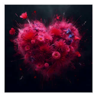 Vibrant Pink Heart Burst Poster