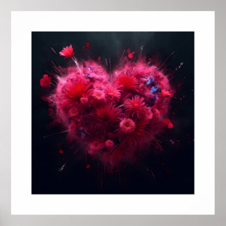 Vibrant Pink Heart Burst Poster