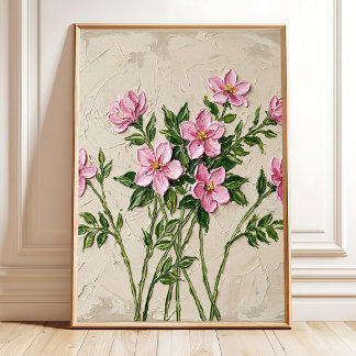 Vibrant Pink Jasmine Minimalist Wall Art