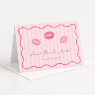 Vibrant Pink Lips Valentine's Day Bridal Shower Thank You Card