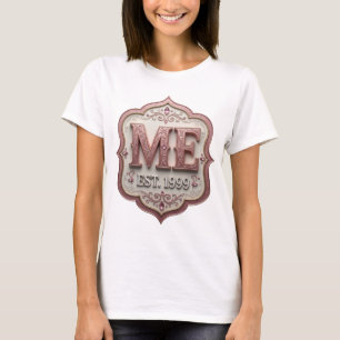 Vibrant Pink ME EST 1999 Text Design T-Shirt