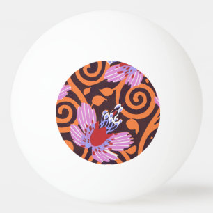 Vibrant Pink & Orange Swirl Art Deco Flower Ping Pong Ball