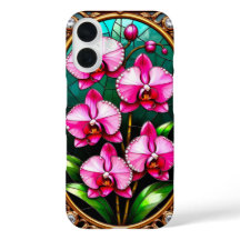Vibrant Pink Orchids in Ornamental Gold Frame
