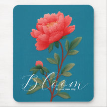 Vibrant Pink Peony Botanical Typography
