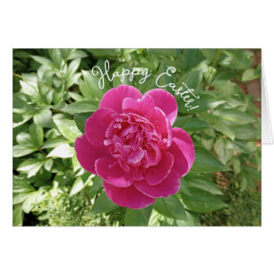 Vibrant Pink Peony Flower Easter Card