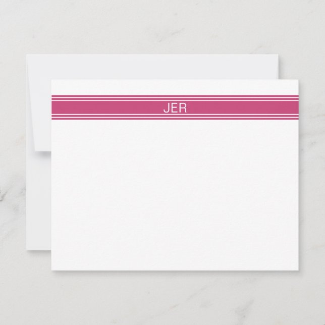 Vibrant Pink Personalised Monogram Name Initials Card (Front)